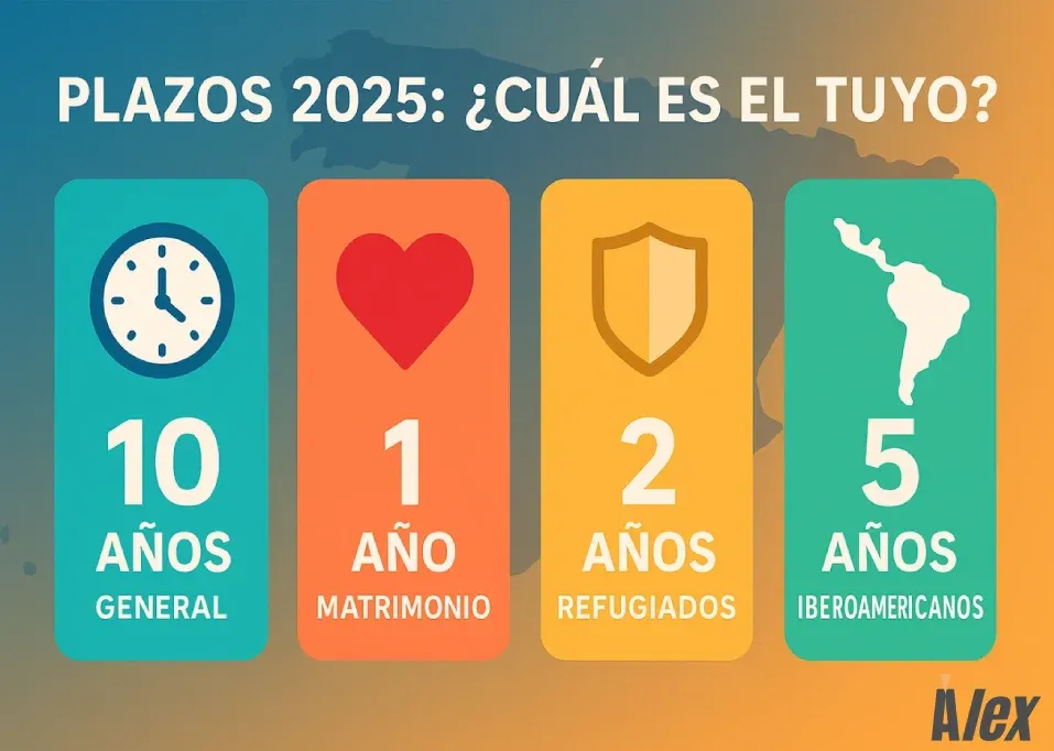 Comparativa plazos requisitos nacionalidad española por residencia 2025